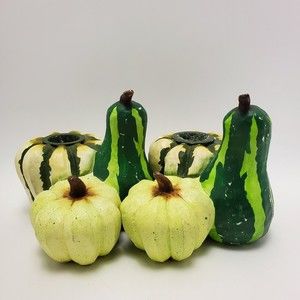 Realistic Autumn Gourds And Pumpkin Candle Holders Fall Thanksgiving Home Decor